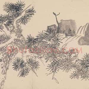 陈淳山水《蟠松临涧图》页