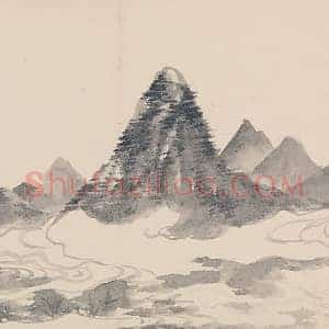 陈淳水墨山水画《云峰湿翠图》页