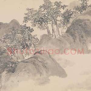 陈淳水墨山水《林籁传风图》页