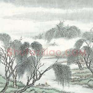 张石园《仿赵令穰山水》页