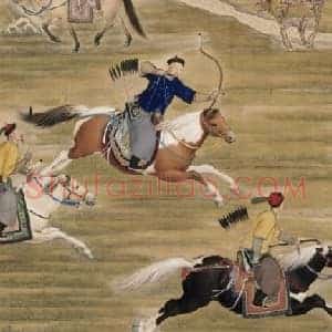 郎世宁等乾隆皇帝射猎图轴