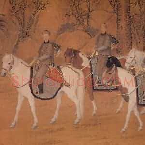 清代 郎世宁《哨鹿图》国画综合工笔作品图片赏析
