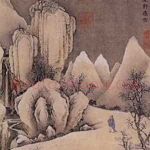 清代 孙祜《雪景故事图》国画山水作品图片赏析