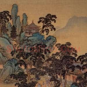 清代 金昆《有鸟诗意图》国画山水作品图片赏析