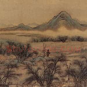 清代 金昆《有鸟诗意图》国画山水作品图片赏析