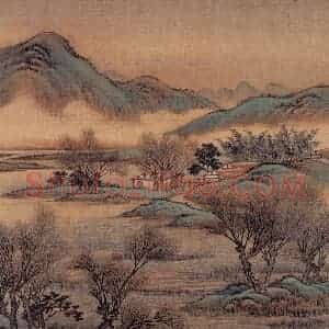 清代 金昆《有鸟诗意图》国画山水作品图片赏析
