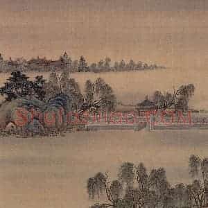 清代 金昆《有鸟诗意图》国画山水作品图片赏析