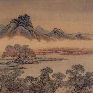 清代 金昆《有鸟诗意图》国画山水作品图片赏析