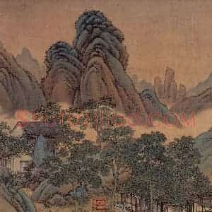 清代 金昆《有鸟诗意图》国画山水作品图片赏析