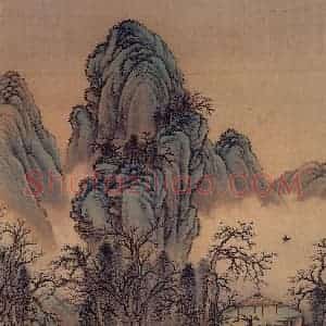 清代 金昆《有鸟诗意图》国画山水作品图片赏析