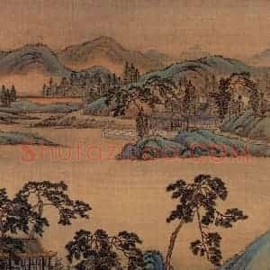 清代 金昆《有鸟诗意图》国画山水作品图片赏析