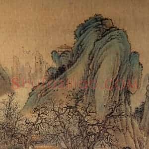 清代 金昆《有鸟诗意图》国画山水作品图片赏析