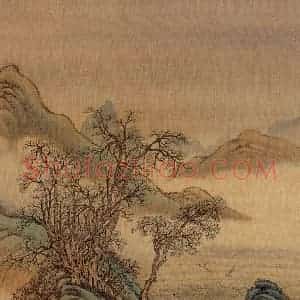 清代 金昆《有鸟诗意图》国画山水作品图片赏析