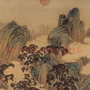 清代 金昆《有鸟诗意图》国画山水作品图片赏析