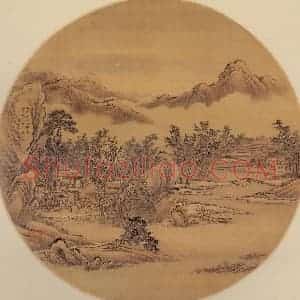 清代 周鲲《唐人诗意图》国画山水工笔作品图片赏析