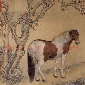 清代 王致诚《十骏马图》国画花鸟工笔作品图片赏析