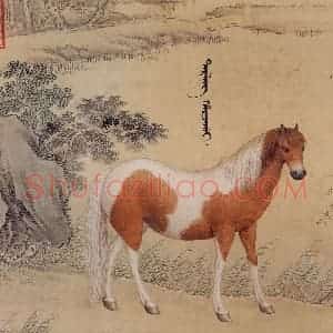 清代 王致诚《十骏马图》国画花鸟工笔作品图片赏析