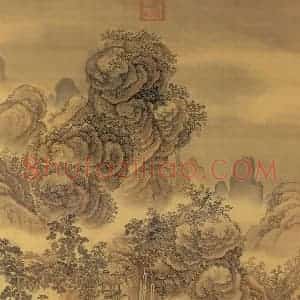 清代 张雨森《秋林曳杖图》国画山水工笔作品图片赏析
