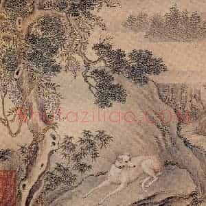 清代 艾启蒙《十骏犬图》国画花鸟工笔作品图片赏析