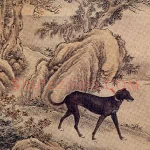 清代 艾启蒙《十骏犬图》国画花鸟工笔作品图片赏析