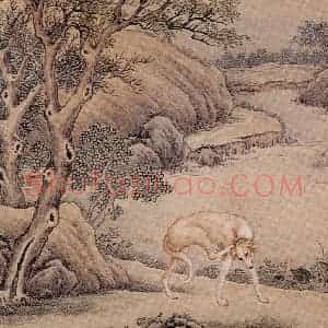 清代 艾启蒙《十骏犬图》国画花鸟工笔作品图片赏析