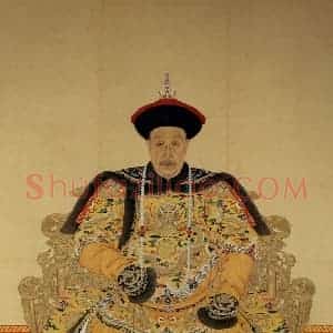 清代《弘历朝服像》国画人物工笔作品图片赏析