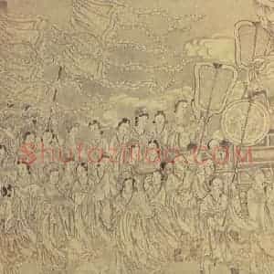 清代 贾全《中元地官图》国画人物工笔作品图片赏析