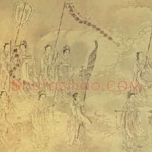 清代 贾全《中元地官图》国画人物工笔作品图片赏析