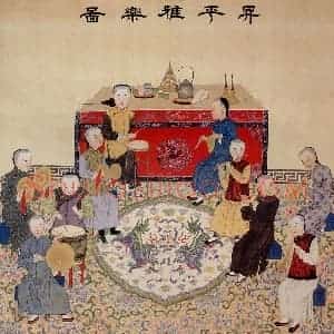 清代 张恺《升平雅乐图》国画人物工笔作品图片赏析