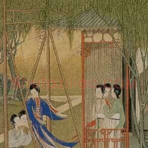 清代 焦秉贞《仕女图》国画人物工笔作品图片赏析