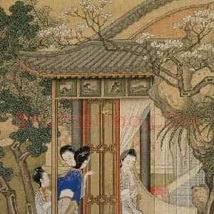 清代 焦秉贞《仕女图》国画人物工笔作品图片赏析