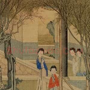清代 焦秉贞《仕女图》国画人物工笔作品图片赏析