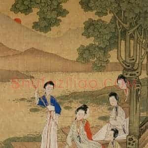 清代 焦秉贞《仕女图》国画人物工笔作品图片赏析