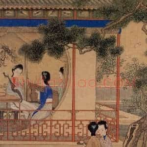 清代 焦秉贞《仕女图》国画人物工笔作品图片赏析