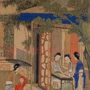 清代 焦秉贞《仕女图》国画人物工笔作品图片赏析