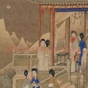 清代 焦秉贞《仕女图》国画人物工笔作品图片赏析