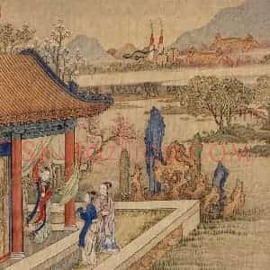 清代 冷枚《十宫词图》国画人物工笔作品图片赏析