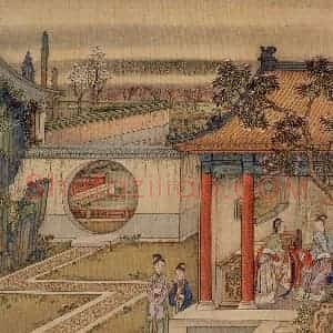 清代 冷枚《十宫词图》国画人物工笔作品图片赏析