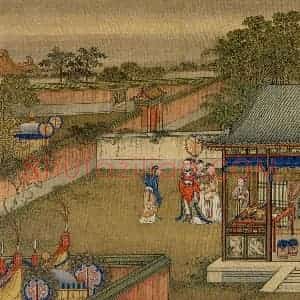 清代 冷枚《十宫词图》国画人物工笔作品图片赏析