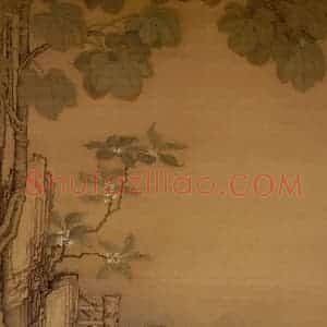 清代 冷枚《梧桐双兔图》国画花鸟工笔作品图片赏析