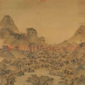清代 冷枚《避暑山庄图》国画山水工笔作品图片赏析