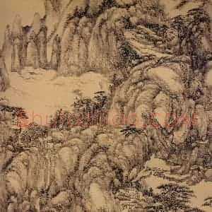 清代 王原祁《松壑仙馆图》国画山水工笔作品图片赏析