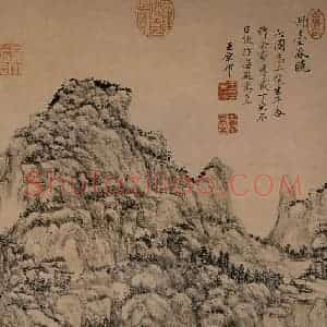 清代 王原祁《丹台春晓图》国画山水工笔作品图片赏析