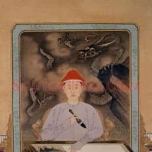 清代《玄烨便服写字像》国画人物工笔作品图片赏析