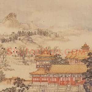 清代 陈枚《山水楼阁图》国画山水工笔作品图片赏析