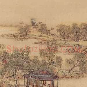 清代 陈枚《山水楼阁图》国画山水工笔作品图片赏析