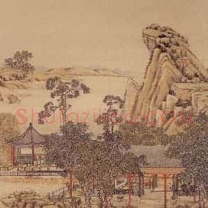 清代 陈枚《山水楼阁图》国画山水工笔作品图片赏析