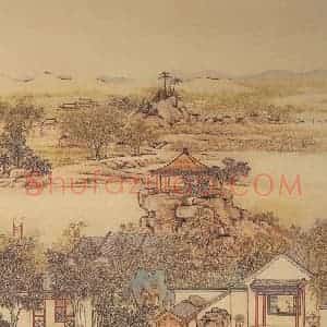 清代 陈枚《山水楼阁图》国画山水工笔作品图片赏析