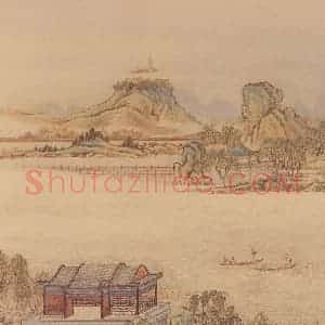 清代 陈枚《山水楼阁图》国画山水工笔作品图片赏析