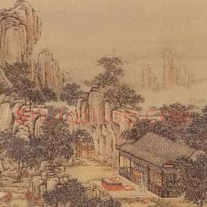 清代 陈枚《山水楼阁图》国画山水工笔作品图片赏析